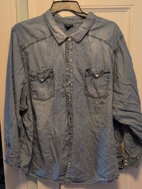 torrid light denim chambray button-down shirt